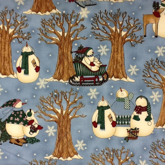 Sewiing Fabric 'Debbie Mumm Snowmen' 44/45"x 2 Yds - Picture 1 of 3